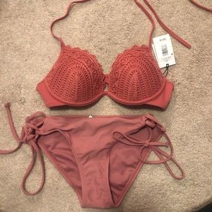 Pink crotchet bikini